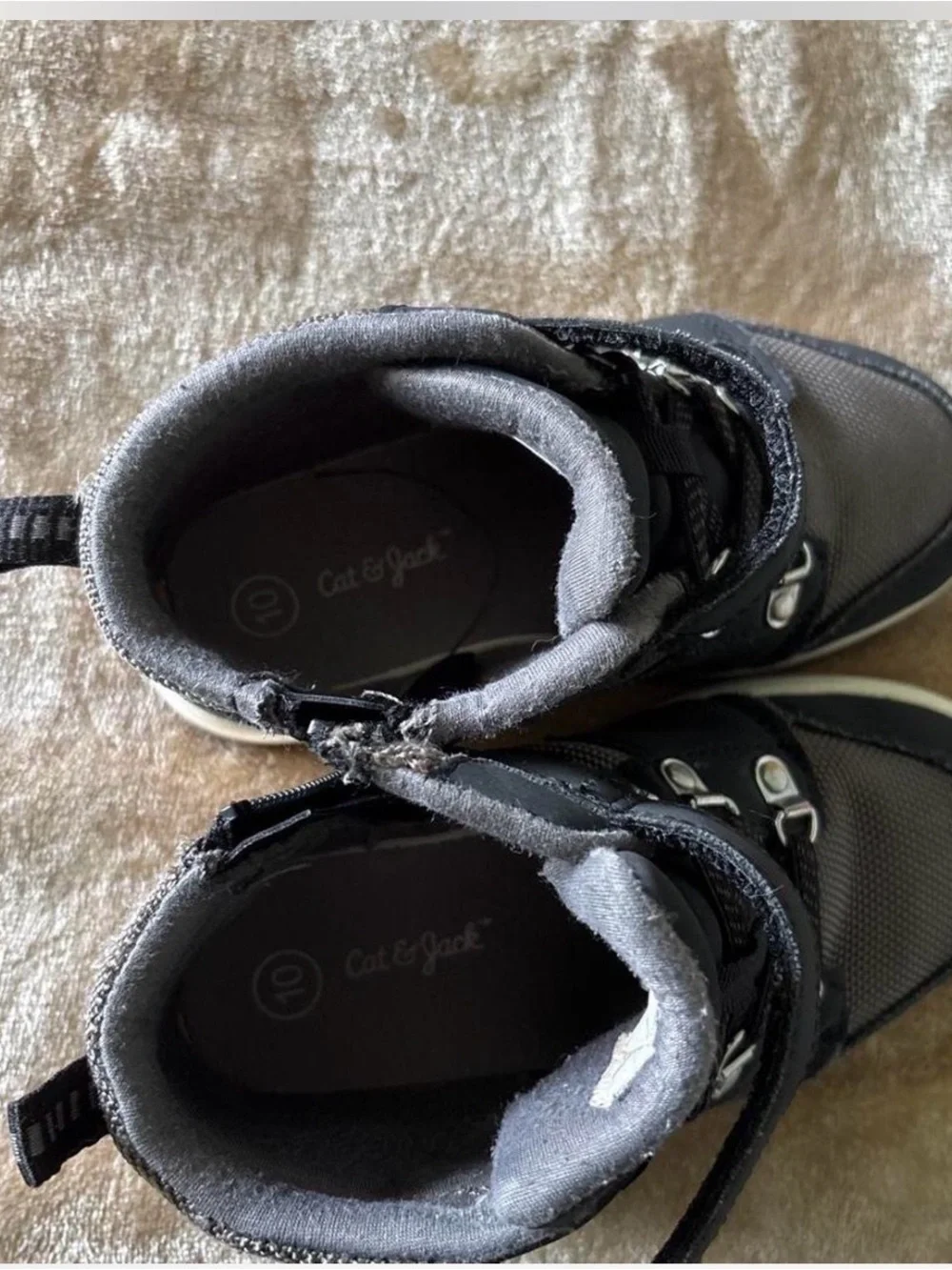 Cat & Jack Black and Gray Kids High-Top Zipper Boots